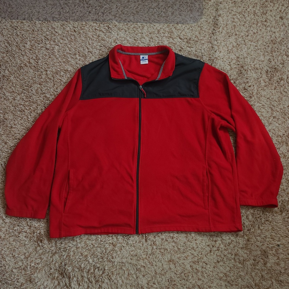 Starter Fleece Jacket Men 3XL Red Full Zip Colorblock RM36442B